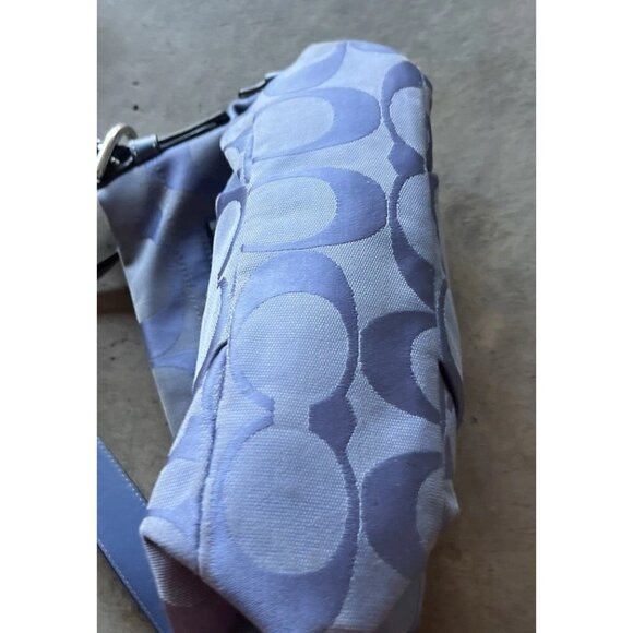 Vintage Coach Blue Carly Women’s Handbag Purse Bag Signature Print Canvas F15068 - Picture 3 of 16